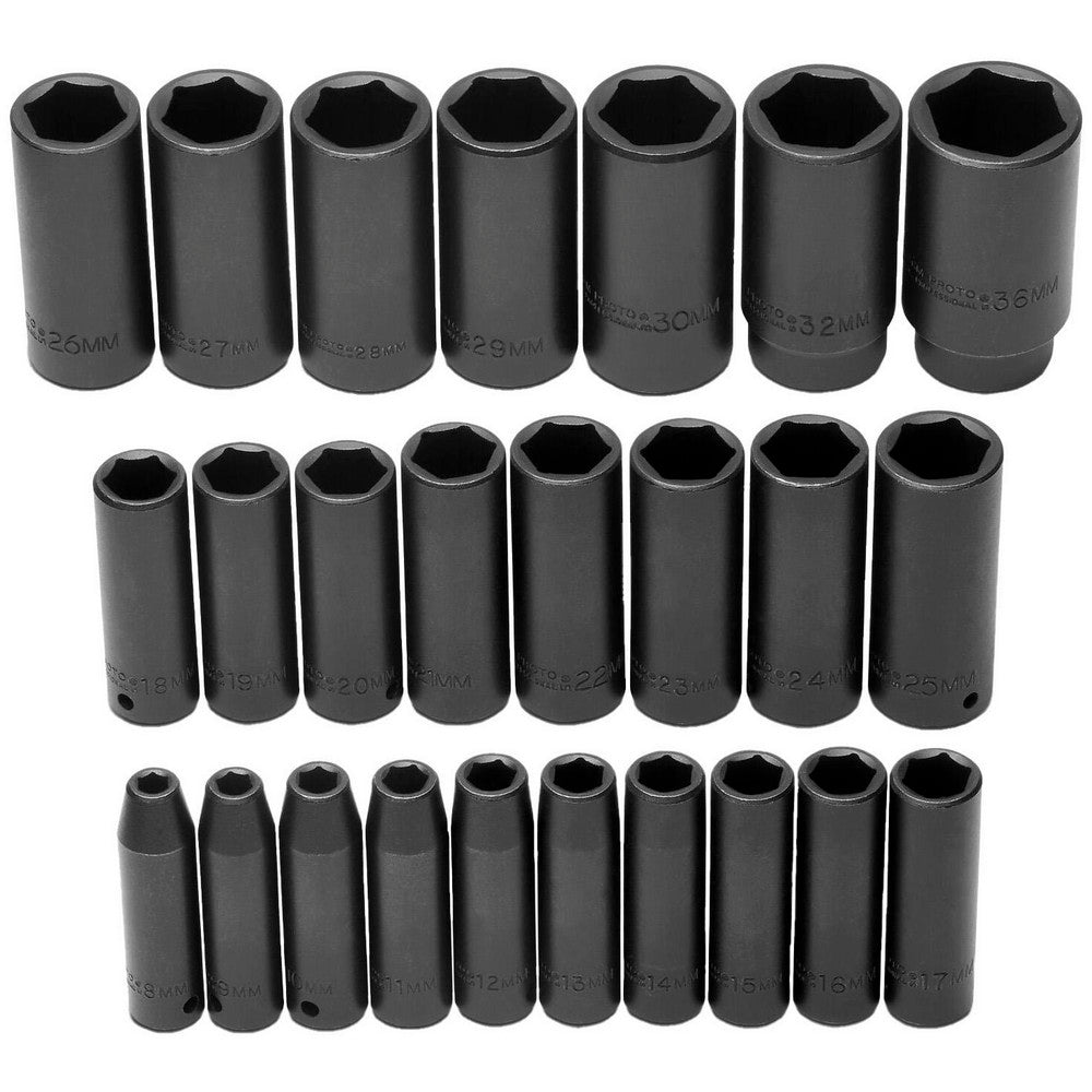 Proto J74216 Deep Impact Socket Set 25 Pc, 1/2" Drive, 8.00 to 36.00" Socket