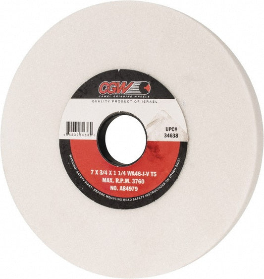 CGW Abrasives 34638 Surface Grinding Wheel 7" Dia, 3/4" Thick, 1-1/4" Hole, 46 Grit, J Hardness