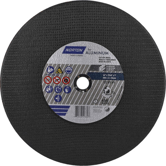 Norton 66252849382 Cut-Off Wheels Wheel Diameter (Inch) 14  Wheel Thickness (Inch) 7/64  Hole Size (Inch) 1  Abrasive Material Aluminum Oxide  Reinforced Reinforced  Bond Type Resinoid