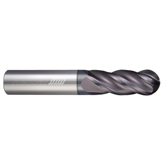 Helical Solutions 81677 Ball End Mill 1/4" Dia, 1-1/4" LOC, 4 Flute, Solid Carbide