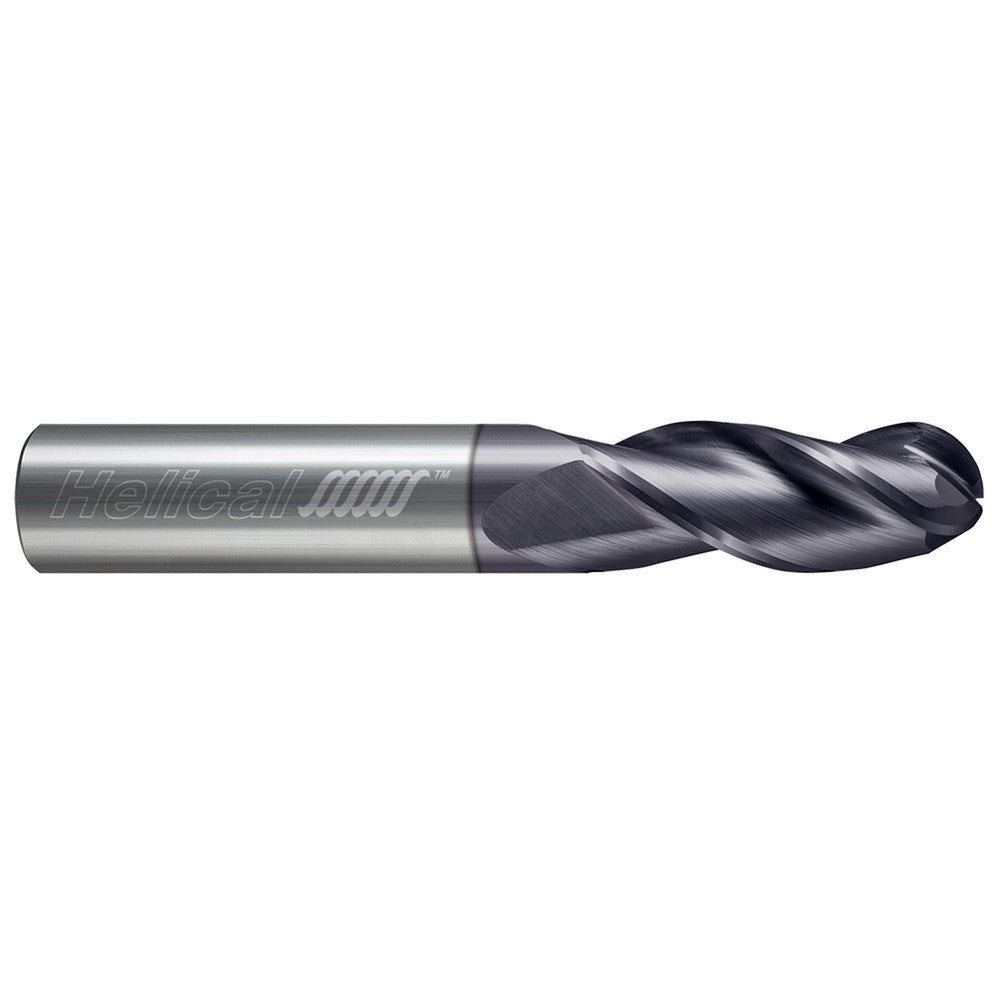 Helical Solutions 12332 Ball End Mill 1/2" Dia, 1" LOC, 3 Flute, Solid Carbide