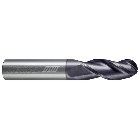 Helical Solutions 12332 Ball End Mill 1/2" Dia, 1" LOC, 3 Flute, Solid Carbide