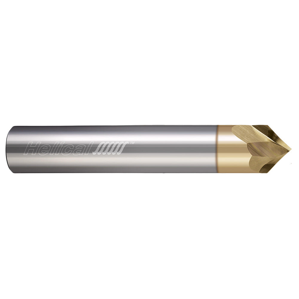 Helical Solutions 83846 Chamfer Mill 1/8" Dia, 1/8" Shank Dia, 90 deg, 2 Flute, Solid Carbide, Single End