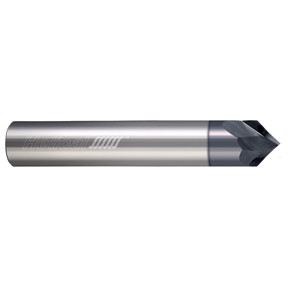 Helical Solutions 83806 Chamfer Mill 1/4" Dia, 1/4" Shank Dia, 90 deg, 2 Flute, Solid Carbide, Single End
