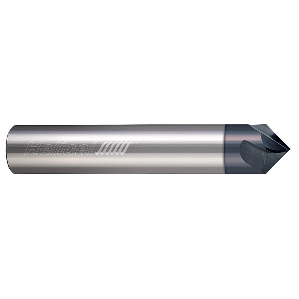 Helical Solutions 83808 Chamfer Mill 1/4" Dia, 1/4" Shank Dia, 90 deg, 4 Flute, Solid Carbide, Single End