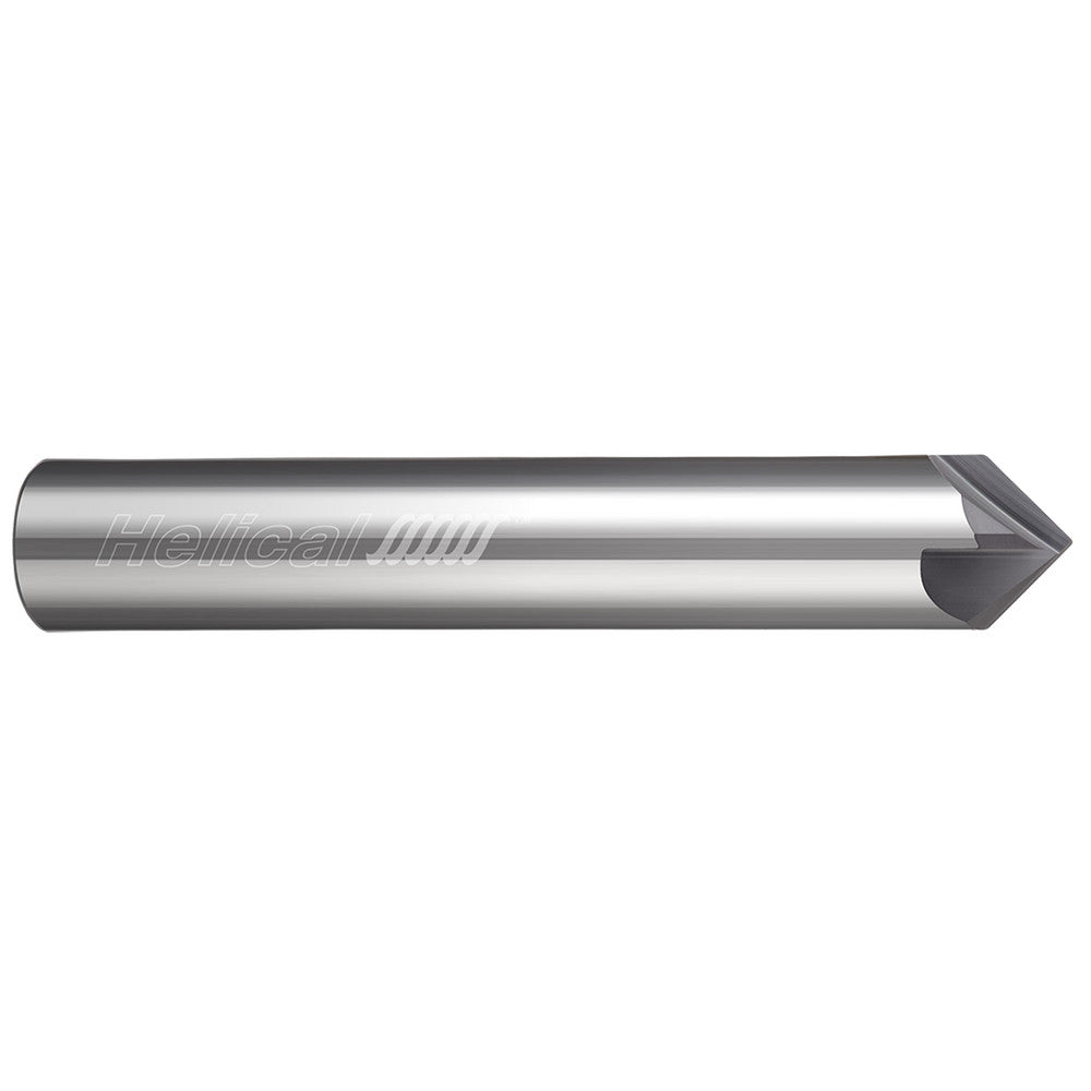 Helical Solutions 06135 Chamfer Mill 1/4" Dia, 1/4" Shank Dia, 90 deg, 4 Flute, Solid Carbide, Single End