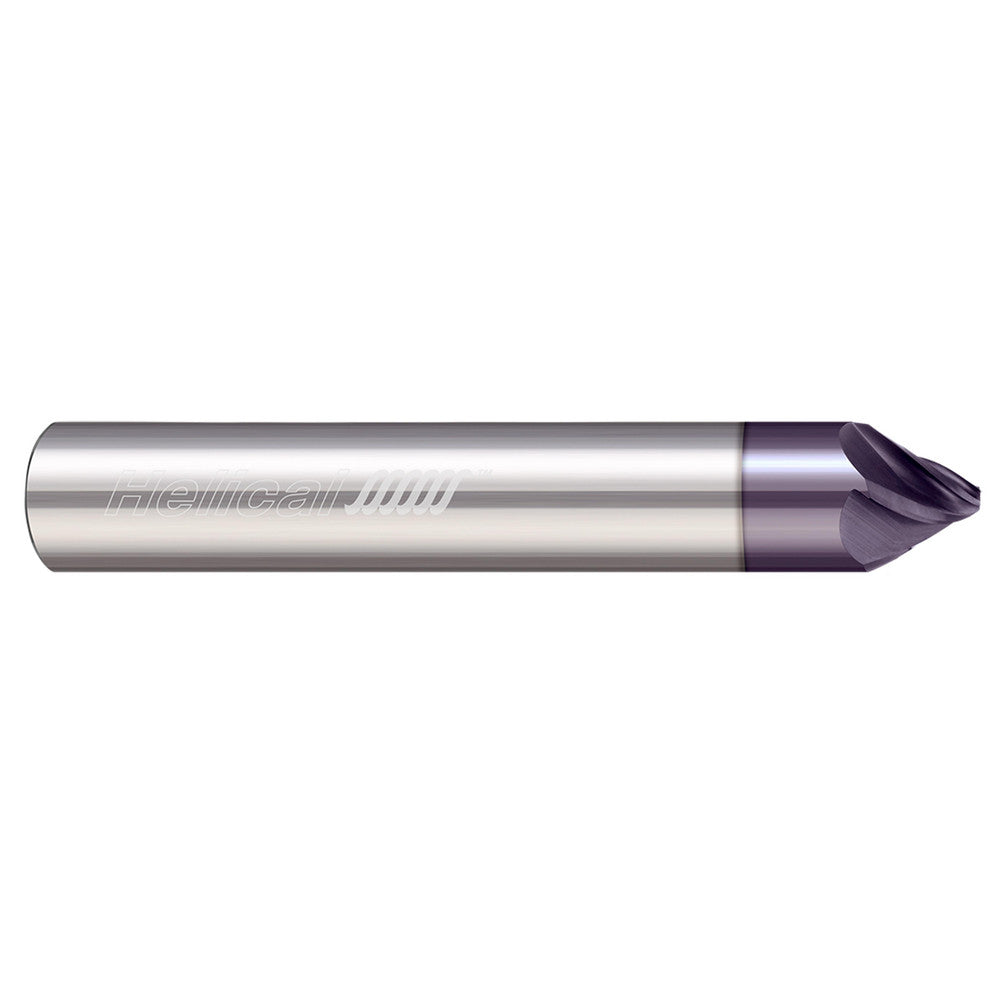 Helical Solutions 07023 Chamfer Mill 1/2" Dia, 1/2" Shank Dia, 60 deg, 5 Flute, Solid Carbide, Single End
