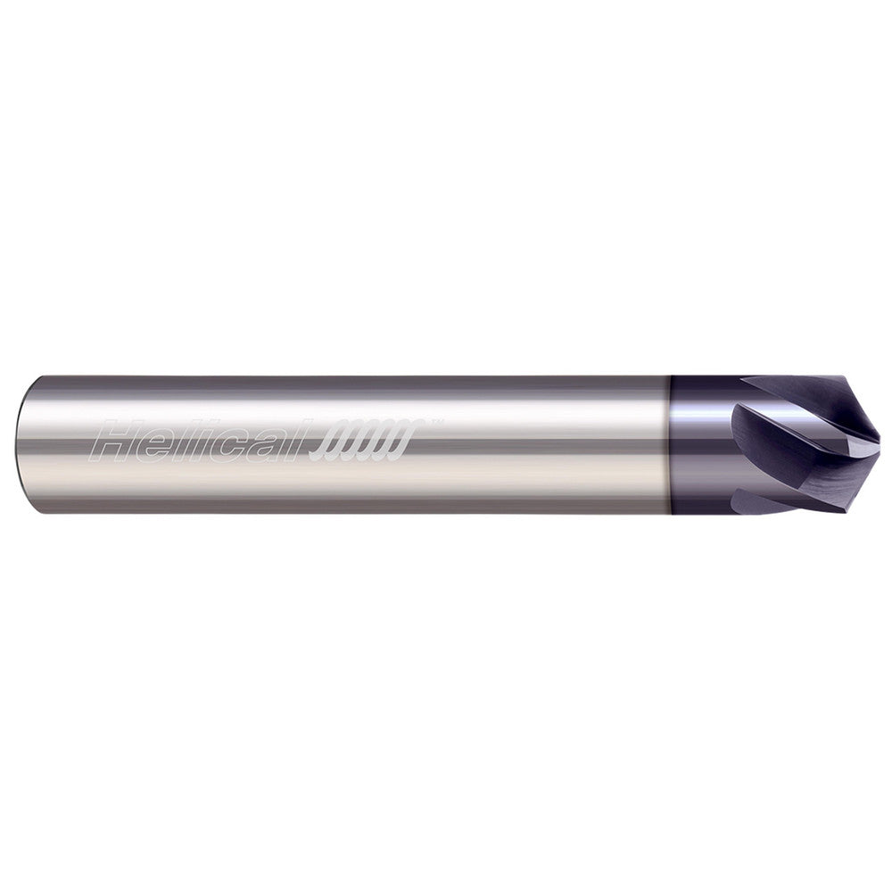 Helical Solutions 07035 Chamfer Mill 1/2" Dia, 1/2" Shank Dia, 120 deg, 5 Flute, Solid Carbide, Single End