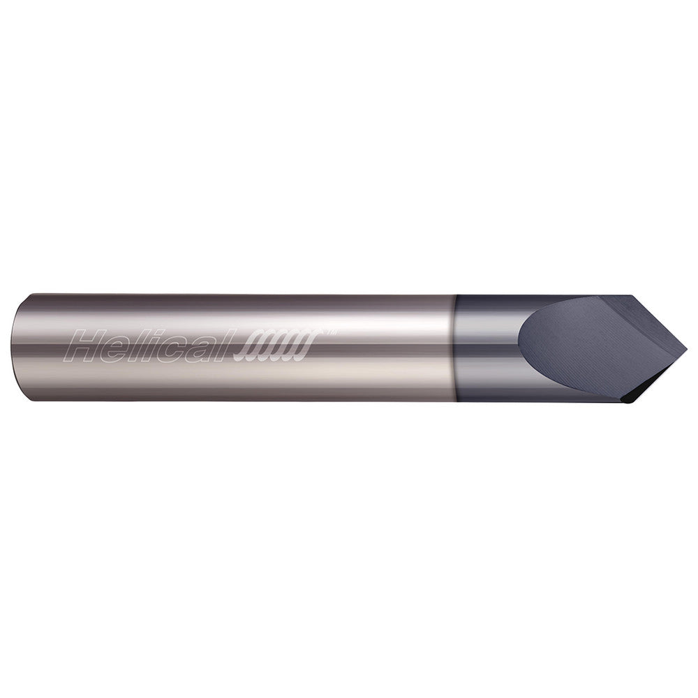 Helical Solutions 06078 Chamfer Mill 1/2" Dia, 1/2" Shank Dia, 90 deg, 2 Flute, Solid Carbide, Single End
