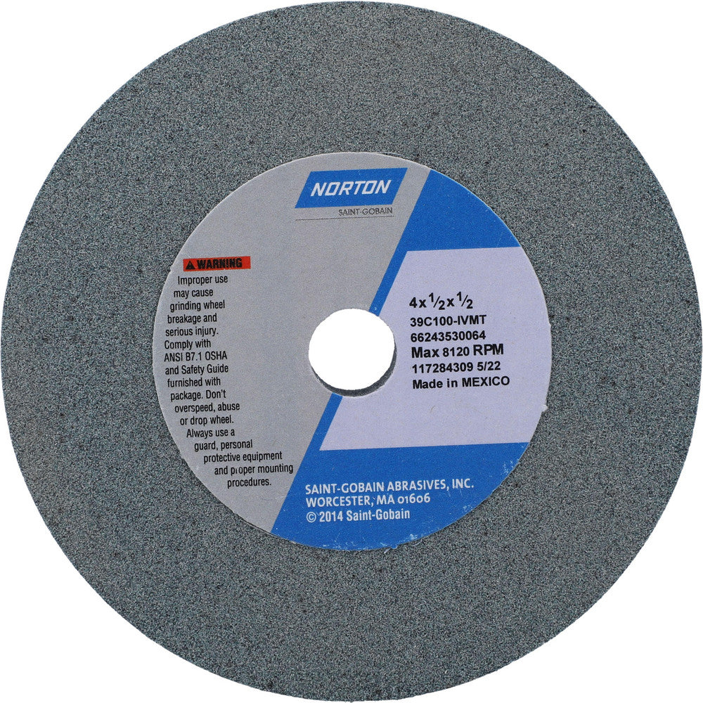 Norton 66243530064 Surface Grinding Wheel 4" Dia, 1/2" Thick, 1/2" Hole, 100 Grit, I Hardness
