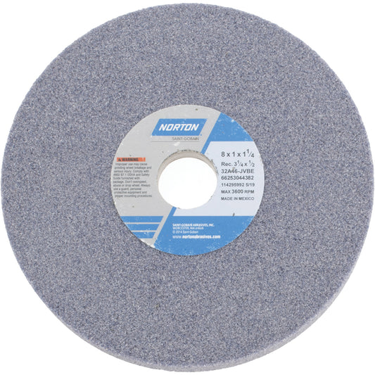 Norton 66253044382 Surface Grinding Wheel 8" Dia, 1" Thick, 1-1/4" Hole, 46 Grit, J Hardness
