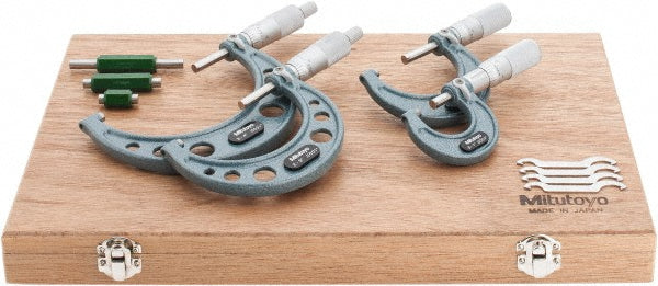 Mitutoyo 103-931 Mechanical Outside Micrometer Set 4 Pc, 0 to 4" Measurement