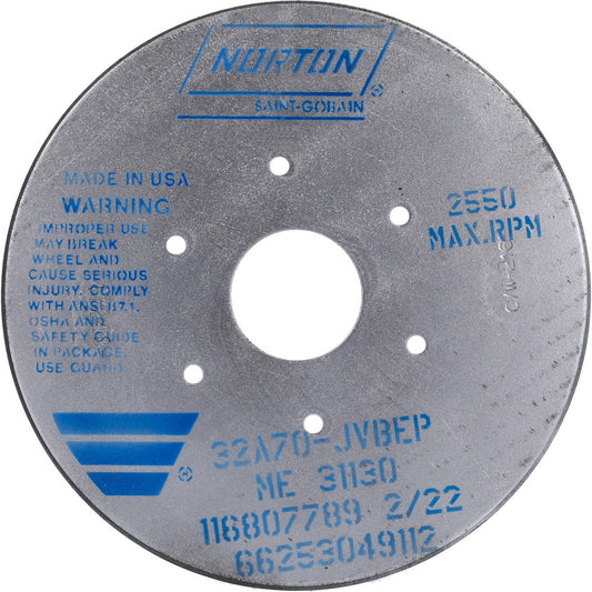 Norton 66253049112 Tool & Cutting Grinding Wheel 9" Dia, 70 Grit, J Hardness, Type 35