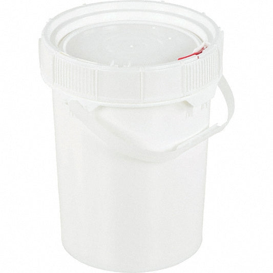 Vestil PAIL-SCR-5-W Buckets & Pails Capacity 5 gal (US) Body Material High-Density Polyethylene Style Single Pail Shape Round Color White Handle Yes Lid No Lid For Use With Storage Shipping Handle Material Steel Height (mm) 16.0625 in Container Size Com