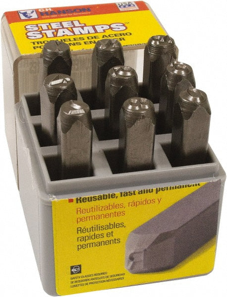C.H. Hanson 25521 Reverse Stamp Set 1/16" Character, 9 pc
