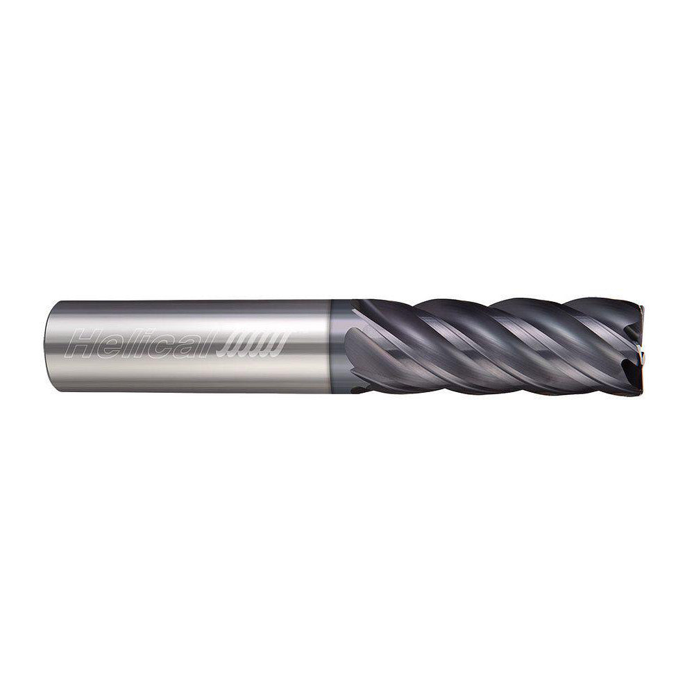 Helical Solutions 81718 Corner Radius End Mill 1/8" Dia, 3/8" LOC, 0.0100" Radius, 5 Flute, Solid Carbide