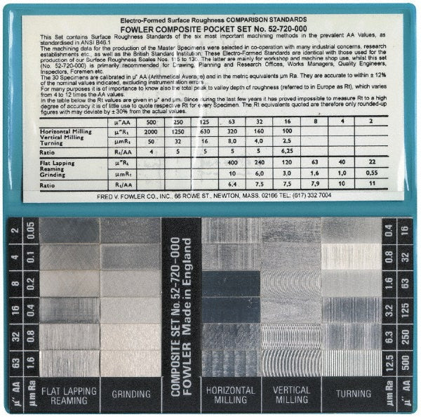 Fowler 52-720-000-0 2 to 492.126 micro Inch Surface Finish, Nickel, Surface Finish Comparator