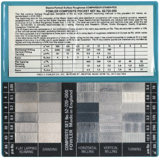Fowler 52-720-000-0 2 to 492.126 micro Inch Surface Finish, Nickel, Surface Finish Comparator