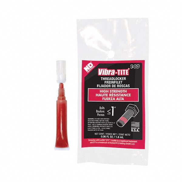 Vibra-Tite 14002 Threadlocker Red, Liquid, 2 mL, Tube