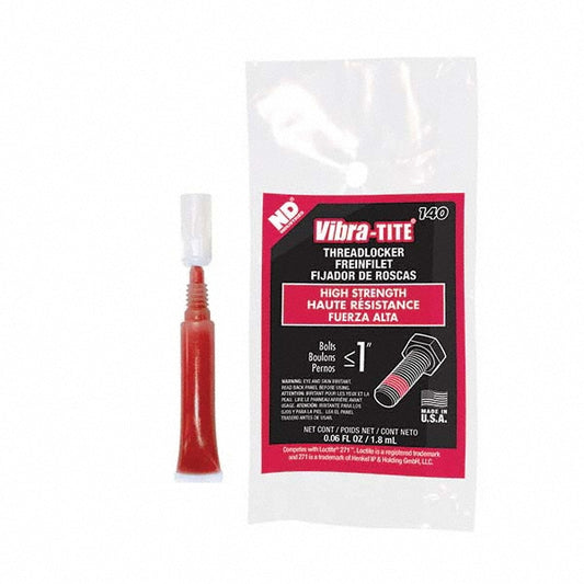 Vibra-Tite 14002 Threadlocker Red, Liquid, 2 mL, Tube